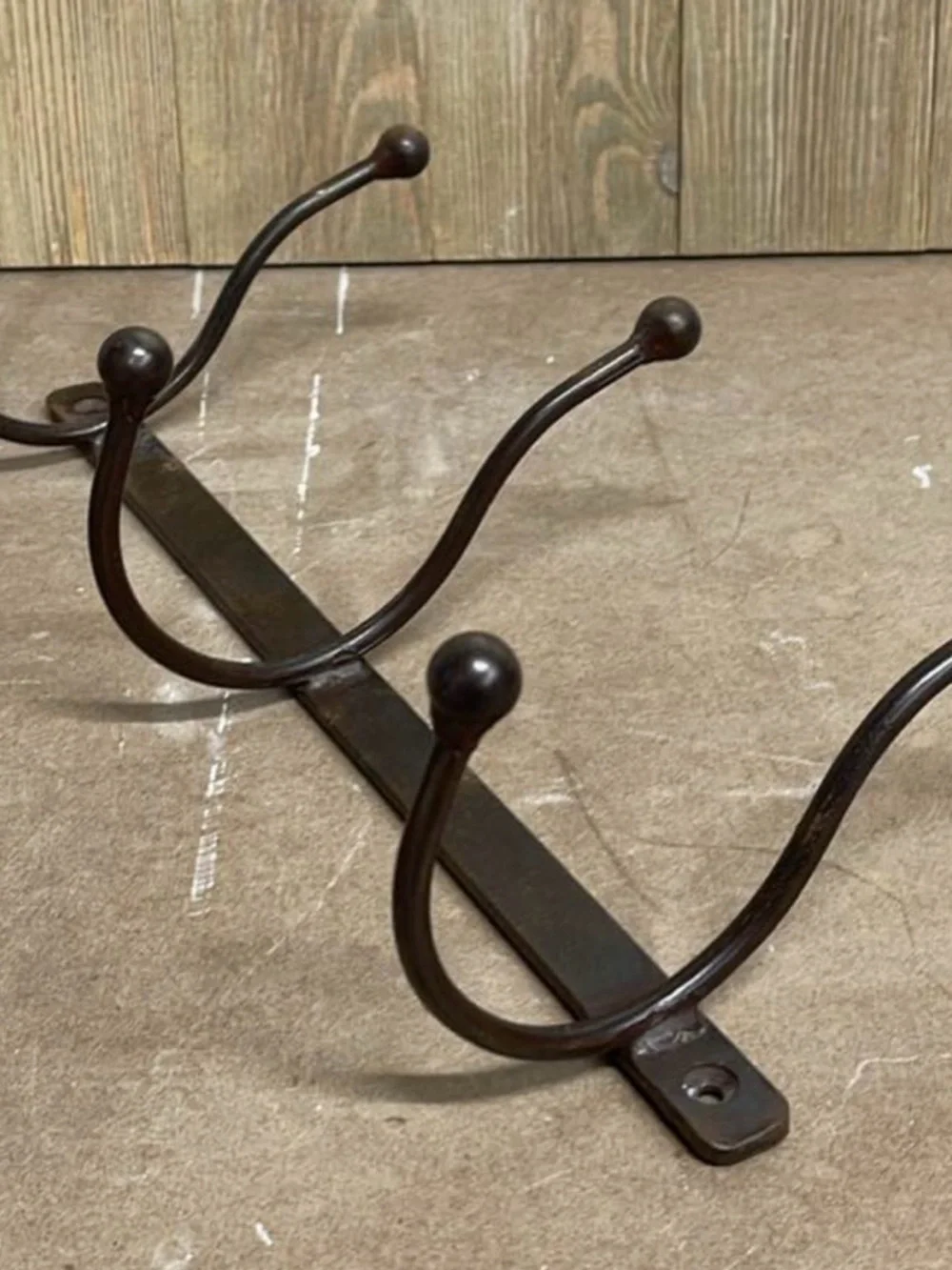 Antiqued brown black 13.5 inch iron wall mounted three hook coat rack